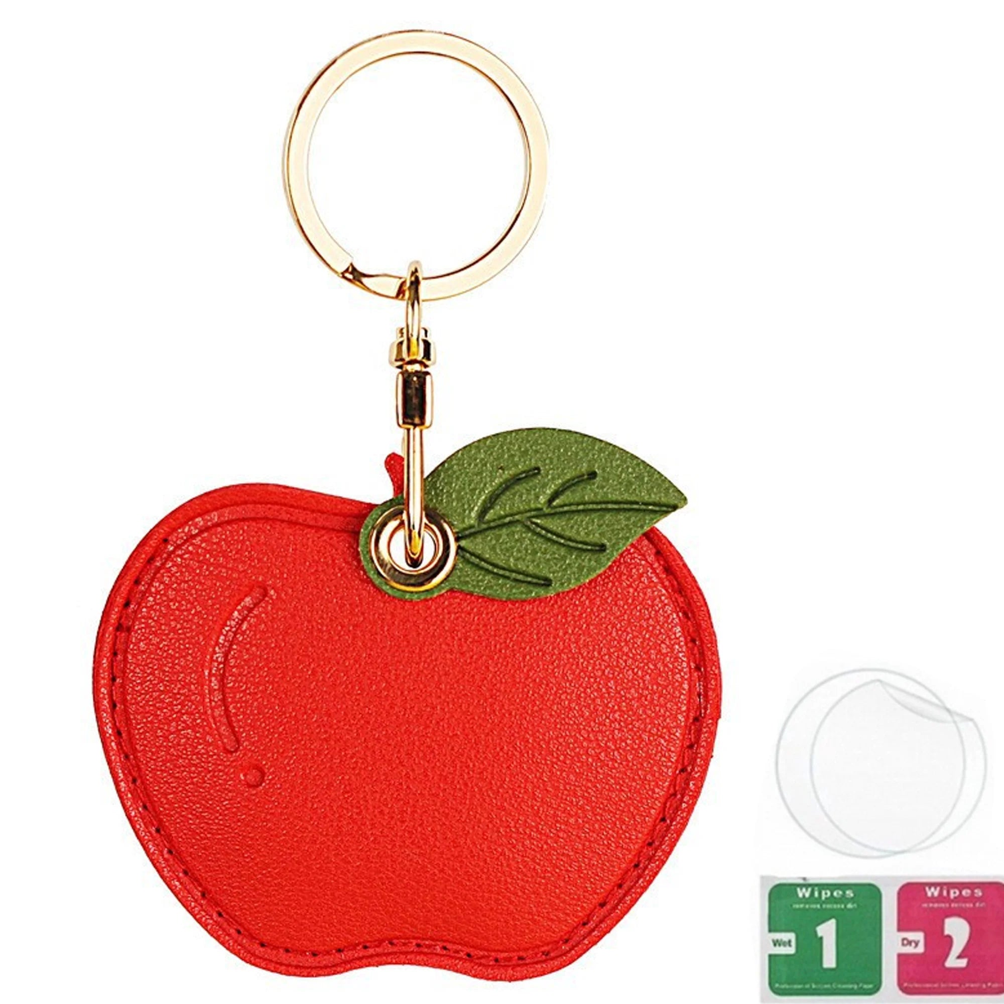 Leather Tracker Keychain with Wrist Strap - Fruits