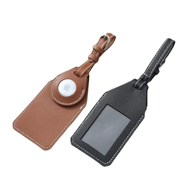 Leather Luggage Tag with Tracker Holder