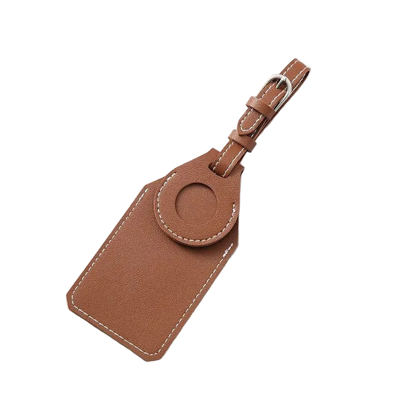 Leather Luggage Tag with Tracker Holder