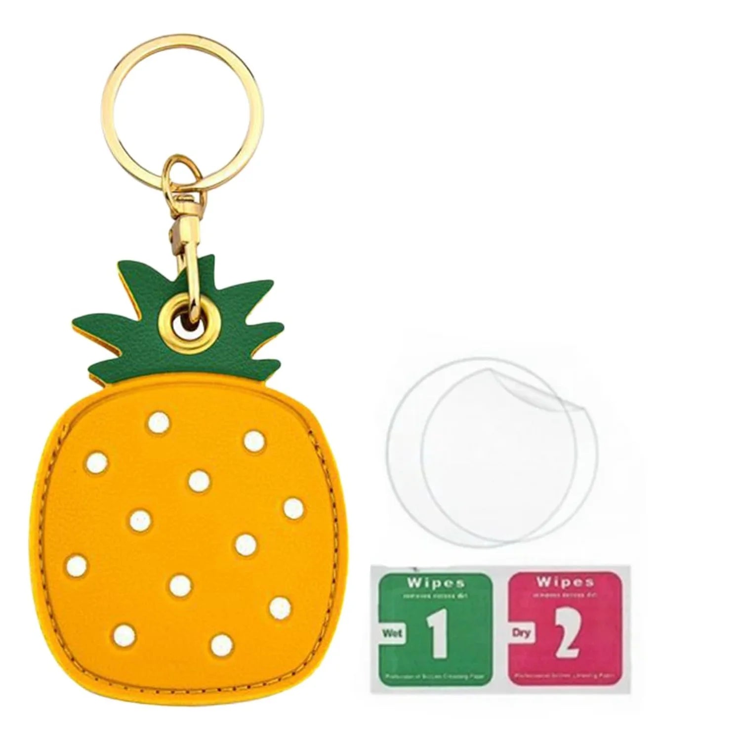 Leather Tracker Keychain with Wrist Strap - Fruits
