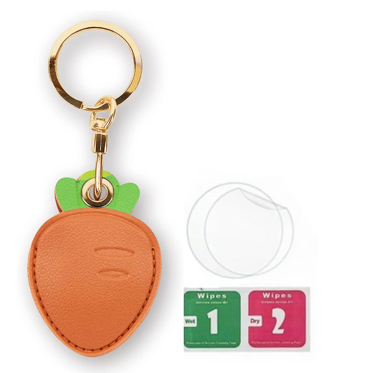 Leather Tracker Keychain with Wrist Strap - Fruits