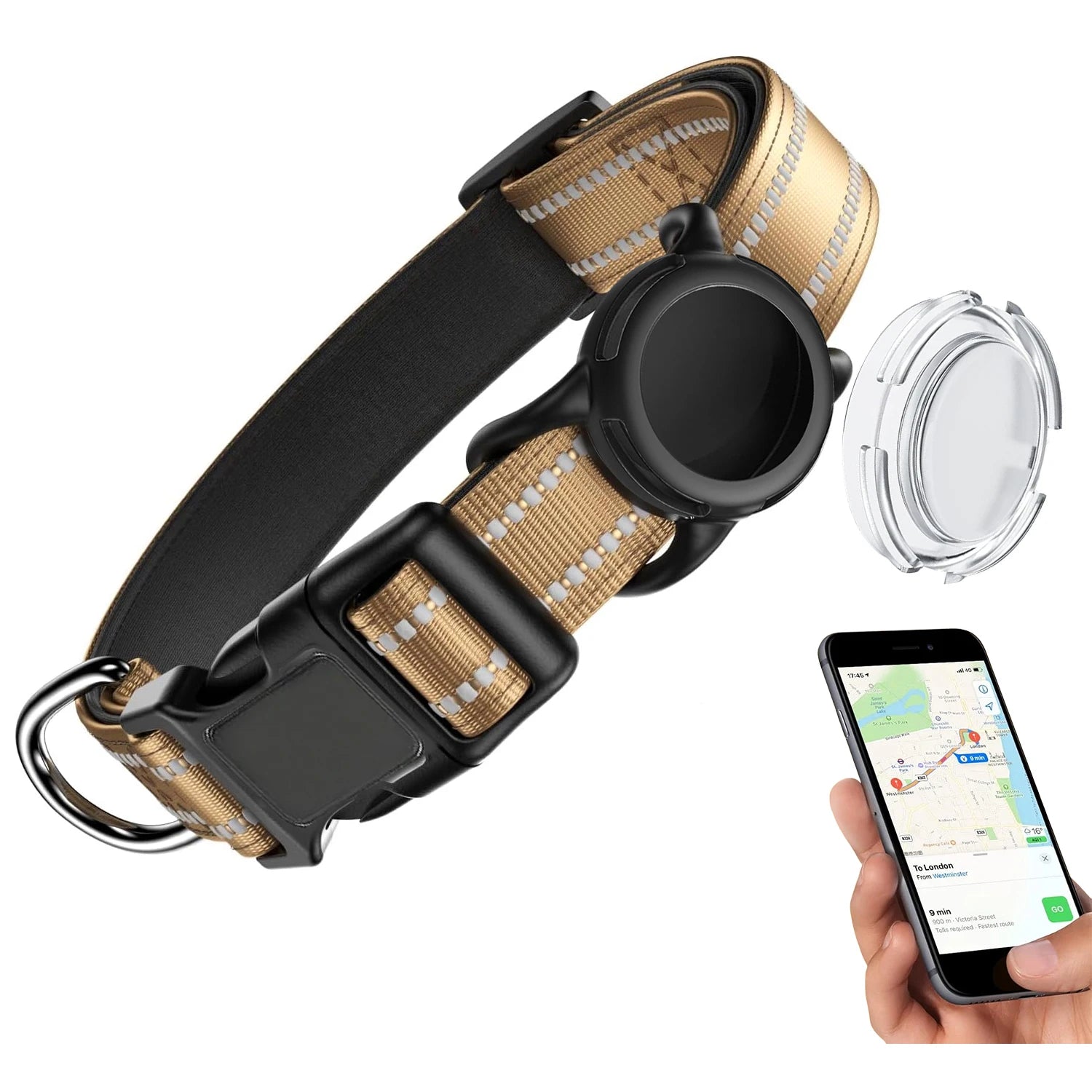 Waterproof Dog Collar with Tracker Holder
