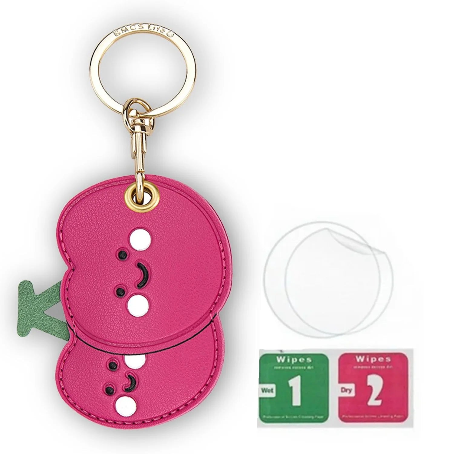 Leather Tracker Keychain with Wrist Strap - Fruits