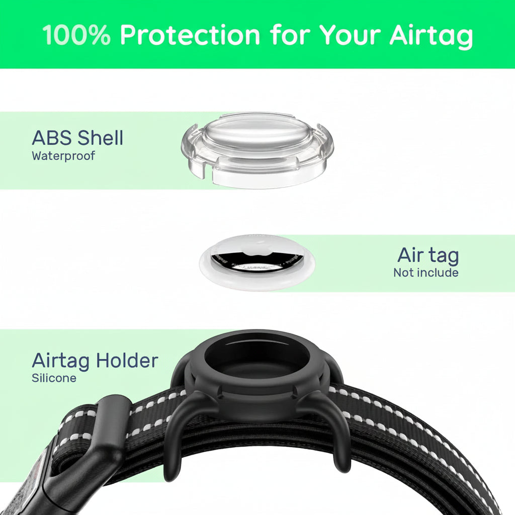 Airtag holder with ABS shell and silicone holder on a white background