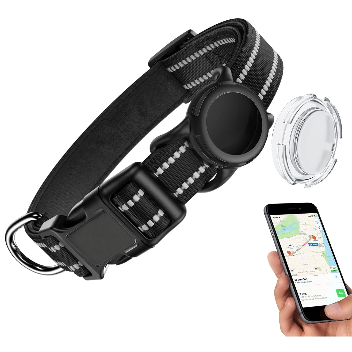 Waterproof Dog Collar with Tracker Holder
