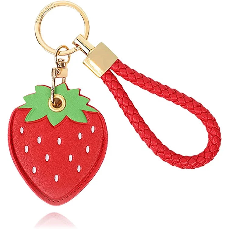 Leather Tracker Keychain with Wrist Strap - Fruits