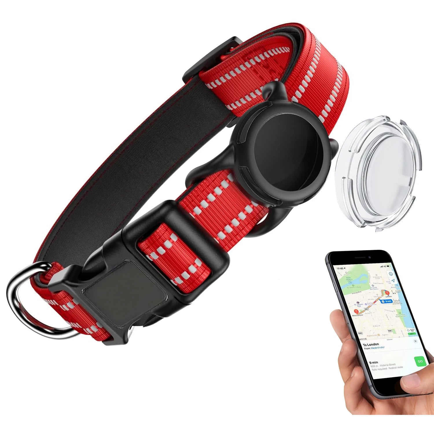 Waterproof Dog Collar with Tracker Holder