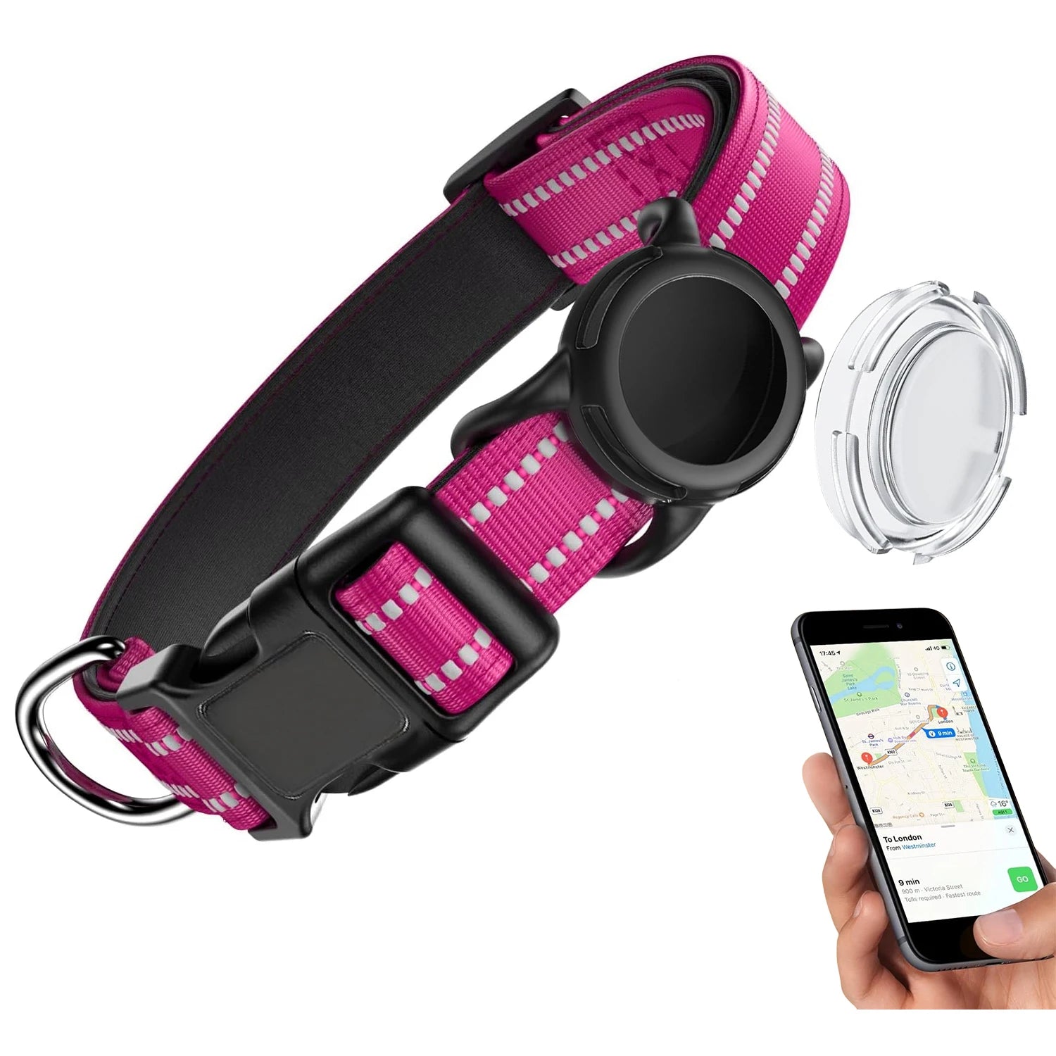 Waterproof Dog Collar with Tracker Holder