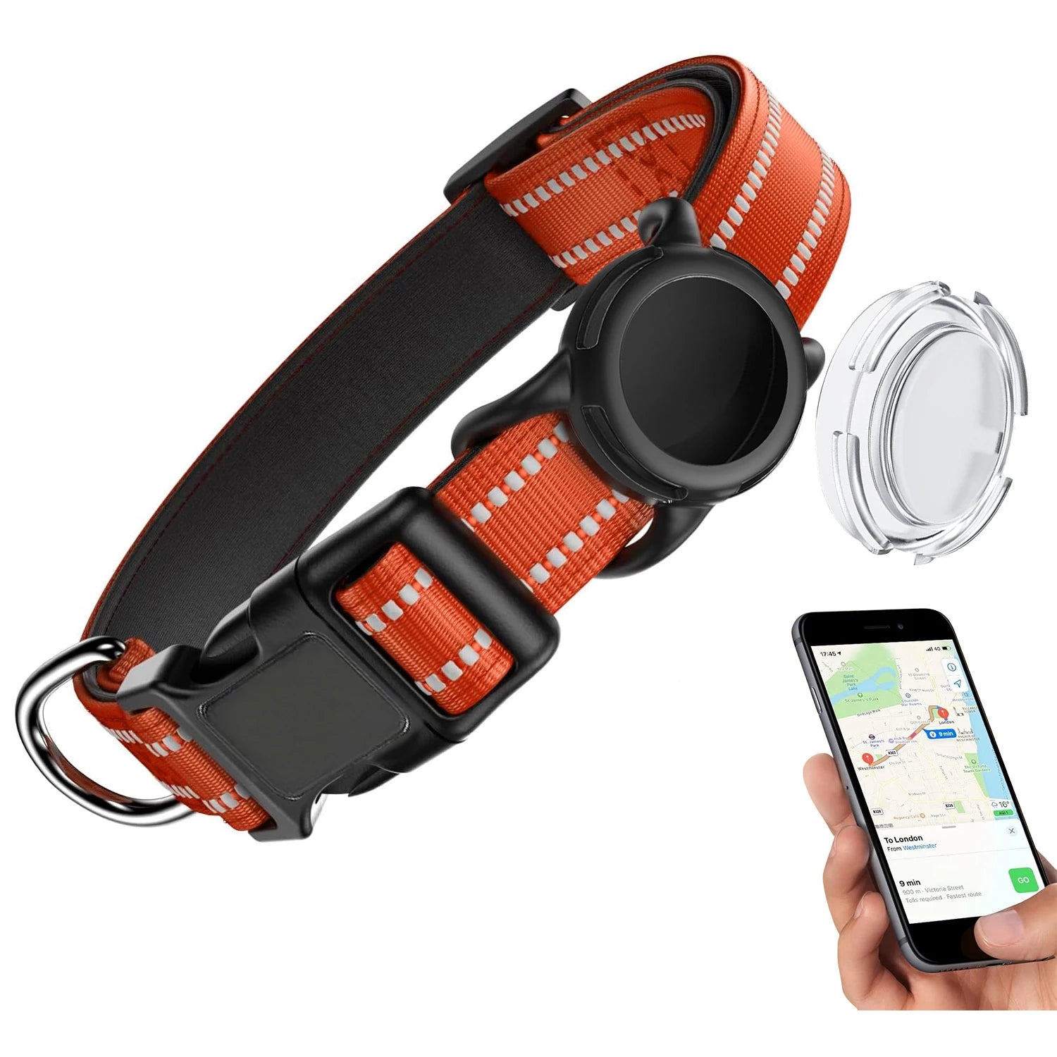 Waterproof Dog Collar with Tracker Holder