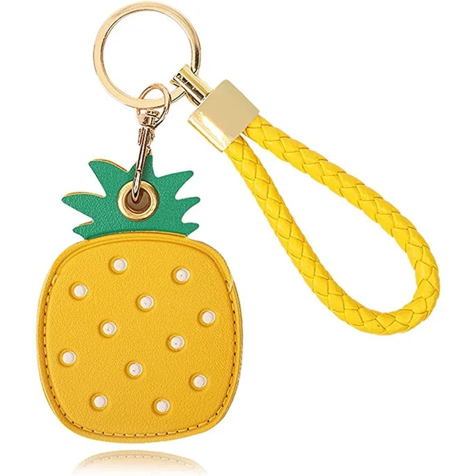 Leather Tracker Keychain with Wrist Strap - Fruits