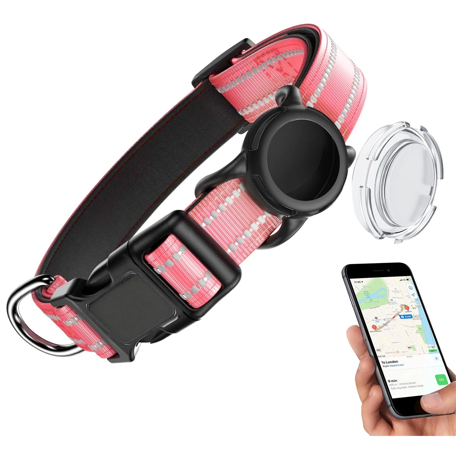 Waterproof Dog Collar with Tracker Holder