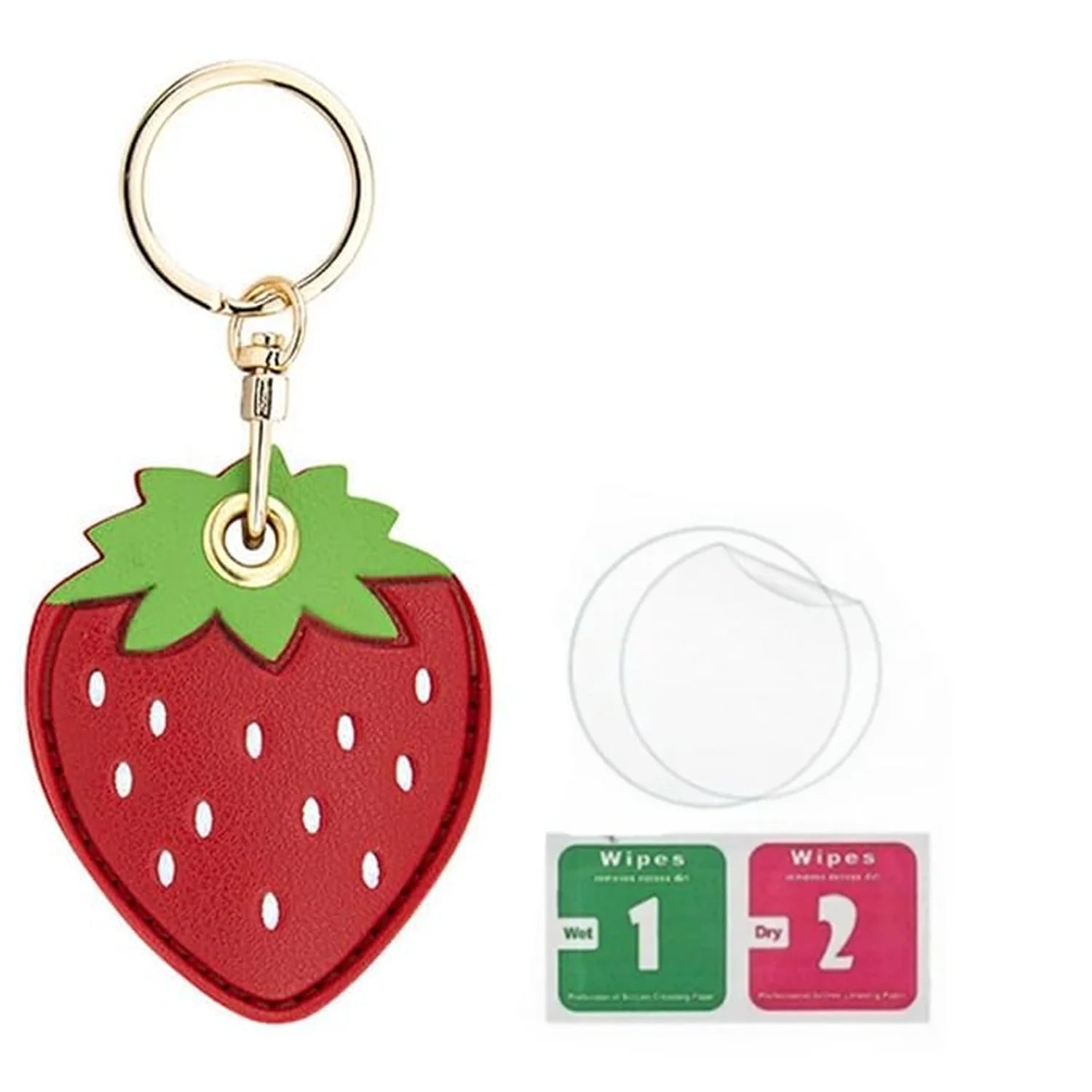 Leather Tracker Keychain with Wrist Strap - Fruits